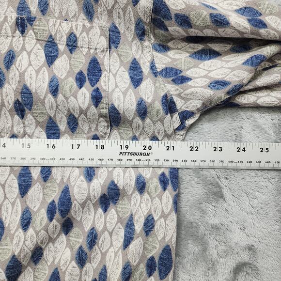 Vintage Columbia Shirt Mens M Blue Gray Flax Blend Leave Print Short Sleeves - Picture 8 of 10